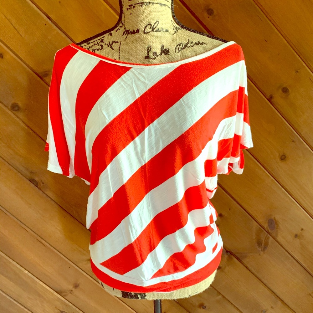 Super CUTE Short Sleeved Blouson Striped Top